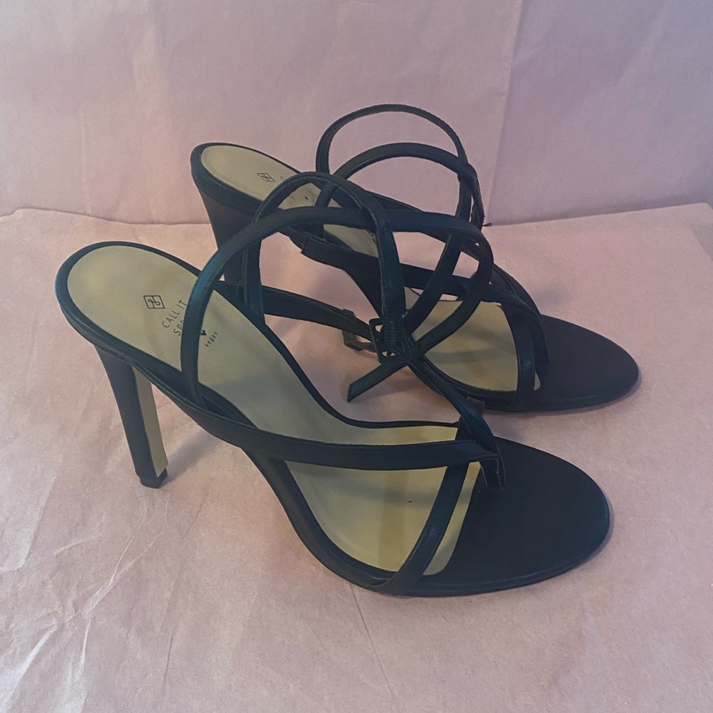 Call It Spring vegan black heels, size 7.5